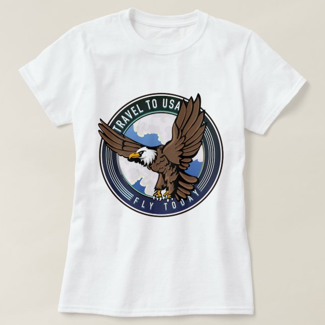 Reisen in die USA Fly-Logo T-Shirt (Design vorne)