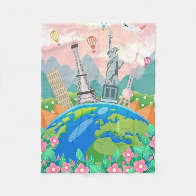 Reisen in die Welt Fleecedecke (Vorderseite)