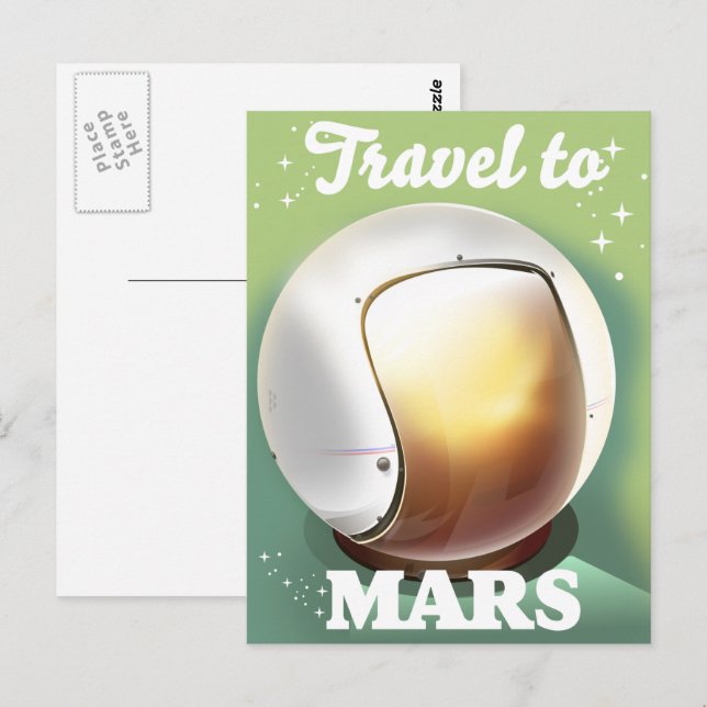 Reisen in Mars Postkarte (Vorne/Hinten)