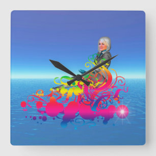 Reisen ins neue Zeitalter Quadratische Wanduhr