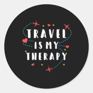 Reisen ist mein Therapieangebot für Weltreisenaddi Runder Aufkleber