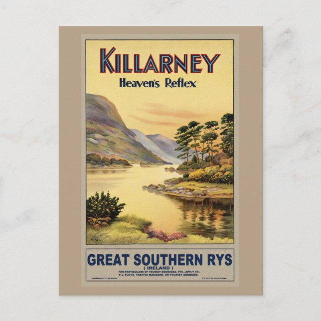 Reisen Killarney Irland durch Eisenbahn Vintag Postkarte (Vorderseite)