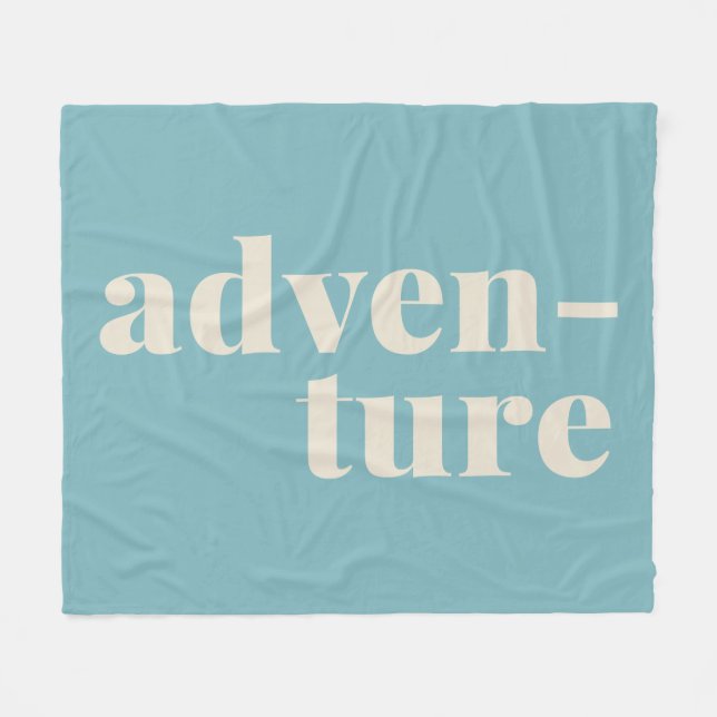 Reisen liebt Adventure Text Soft Aquamarin Blue Re Fleecedecke (Vorderseite (Horizontal))