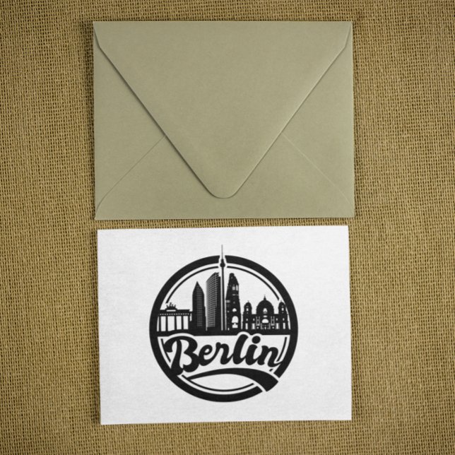 Reisen mit Vintagen Logos in der Stadt Berlin Postkarte (Berlin City Vintage Round Logo Travel Postcard)