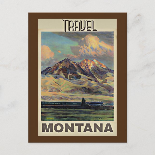 Reisen Montana, Vintage Poster, Postkarte (Vorderseite)