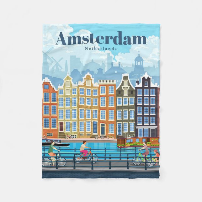 Reisen nach Amsterdam Fleecedecke (Vorderseite)
