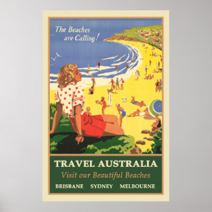 Reisen nach Australien, Strände rufen an Poster
