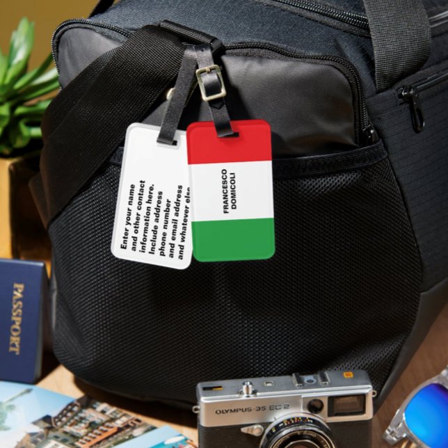 Reisen nach Italien Italienische Flagge Personalis Gepäckanhänger (Travel to Italy Italian Flag
Fully Customized Luggage Tag)