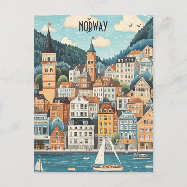 Reisen nach Norwegen Postkarte (Vorderseite)
