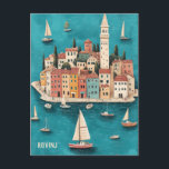 Reisen nach Rovinj Kroatien Postkarte<br><div class="desc">Diese Reise Postkarte,  in digitaler Illustration Stil,  inspiriert von der Stadt Rovinj,  Kroatien.</div>