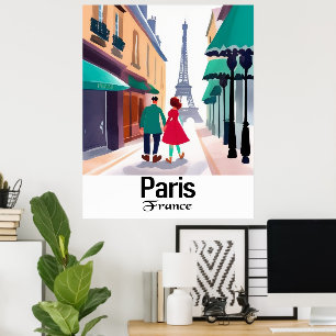 Reisen Paris Frankreich Cartoon Wall Poster