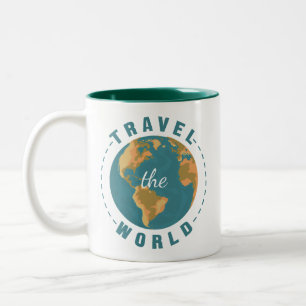 Reisen Sie die Welt Erde Urlaub Karte Vintag Globe Zweifarbige Tasse