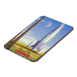 Reisen Sie durch die Universe Retro Space Art. Magnet