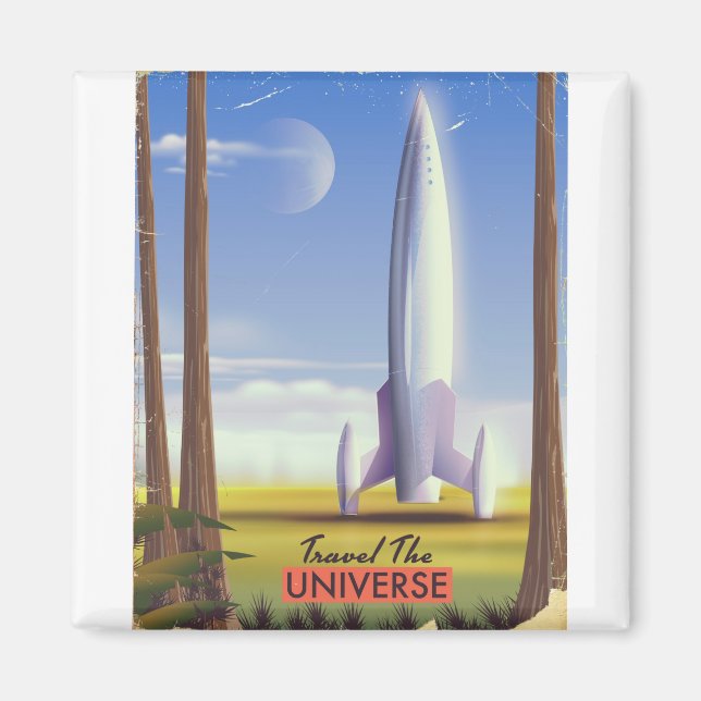 Reisen Sie durch die Universe Retro Space Art. Magnet (Vorne)