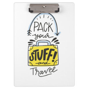 Reisen Sie mit Art Pack Ihre Sachen und Reisen Klemmbrett