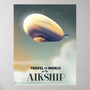 Reisen Sie mit dem Luftschiff um die Welt Poster