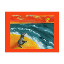 Reisen & Sonnenuntergang mit Hunde Postkarte