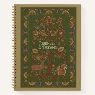 Reisen & Träume Bestickter Hirsch & Eichhörnchen K Notizbuch