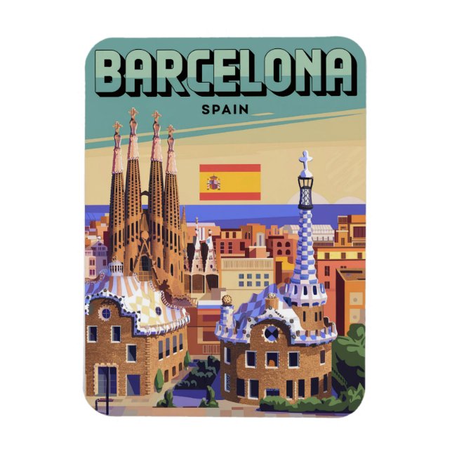 Reisen Vintag barcelona sagrada familia geschenke Magnet (Vertikal)