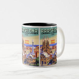 Reisen Vintag barcelona sagrada familia geschenke Zweifarbige Tasse