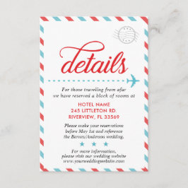 Reisen Vintag Blue Red Wedding Suite Details Begleitkarte