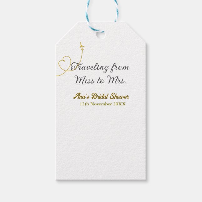 Reisen von Miss zu Brautparty Name hinzufügen Geschenkanhänger (Vorderseite)
