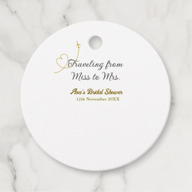 Reisen von Miss zu Brautparty Name hinzufügen Geschenkanhänger (Vorderseite)