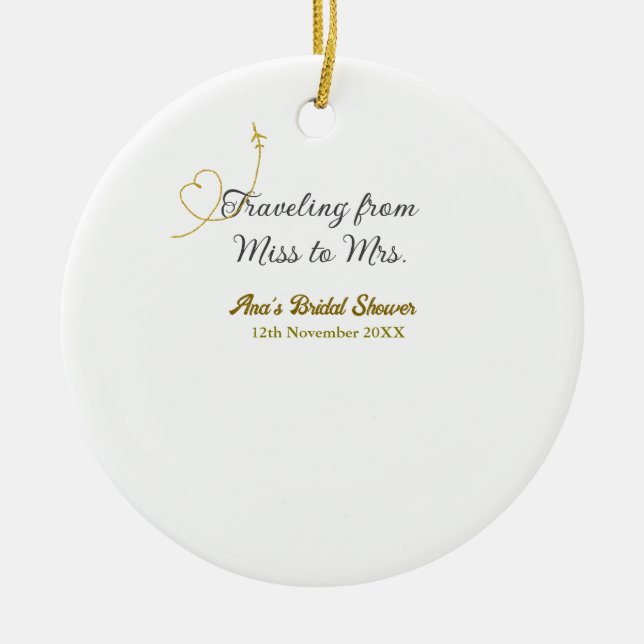 Reisen von Miss zu Brautparty Name hinzufügen Keramik Ornament (Vorne)