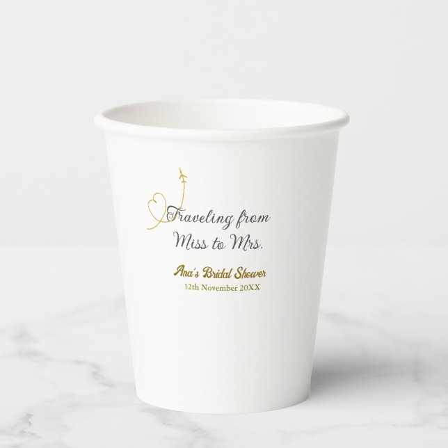 Reisen von Miss zu Brautparty Name hinzufügen Pappbecher (Vorderseite)