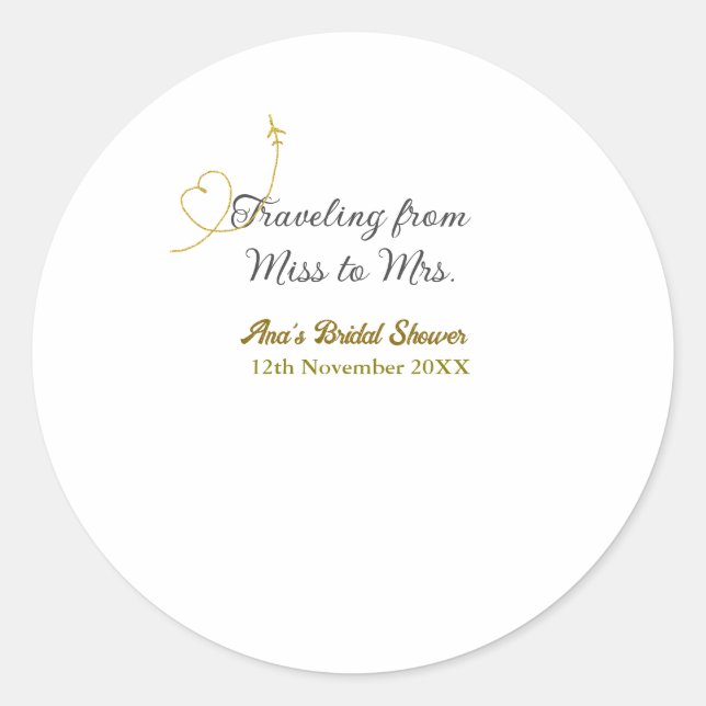 Reisen von Miss zu Brautparty Name hinzufügen Runder Aufkleber (Vorderseite)