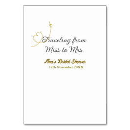 Reisen von Miss zu Brautparty Name hinzufügen Tischnummer