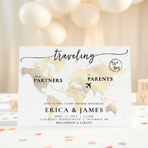 Reisen von Partner zu Eltern Map Baby Shower Einladung