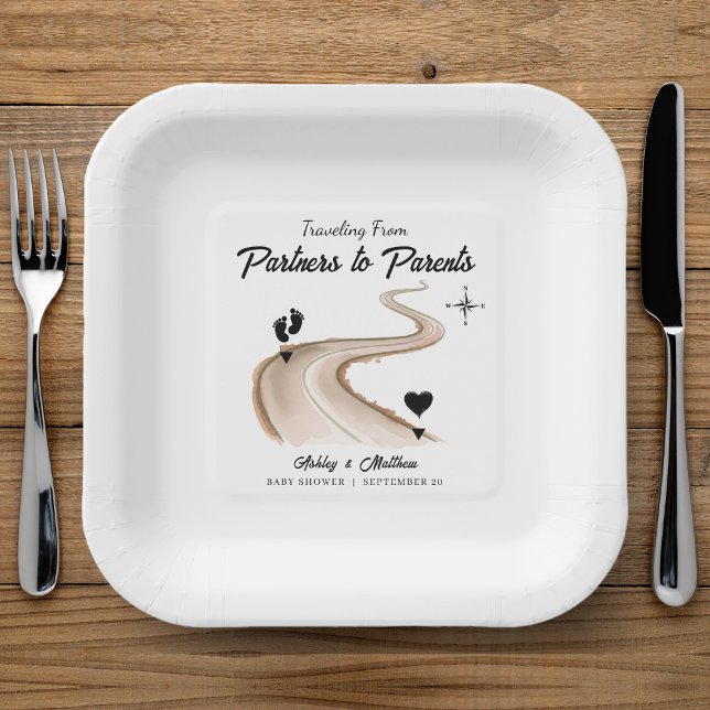 Reisen von Partnern zur Kinderdusche Pappteller (Traveling from Partners to Parents Baby Shower Paper Plates
)