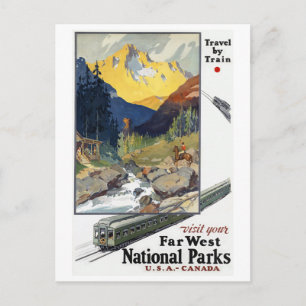 Reisen zu Nationalparks mit dem Zug Postkarte