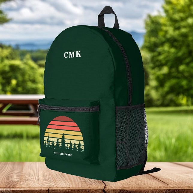 Reisen zum Sonnenuntergang im Grünen Camping indiv Bedruckter Rucksack (Von Creator hochgeladen)