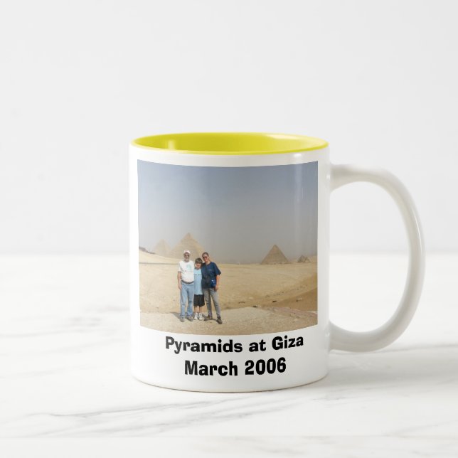 Reisende an den Pyramiden, Pyramiden in Giseh Zweifarbige Tasse (Rechts)