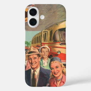 Reisende aus vergangenen Tagen auf Urlaub am Busba iPhone 16 Hülle