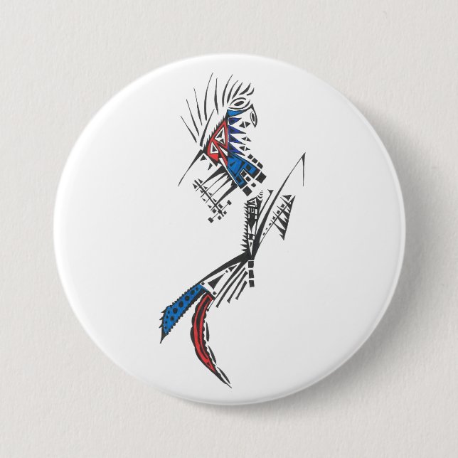 Reisende Farbige Abstrakte Stammes-Tattoo-Kunst Button (Vorderseite)
