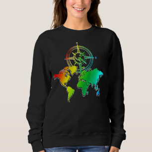 Reisende Globe farbenfroher Kompass World m Sweatshirt