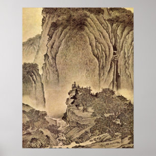 Reisende in den Bergen von Fan Kuan Poster