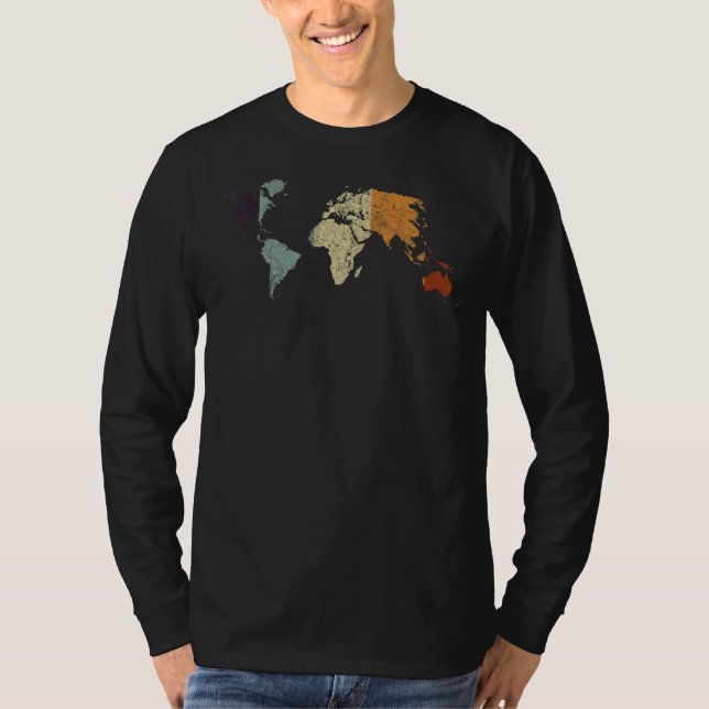 Reisende Land Reisen Retro Weltkarte T-Shirt (Vorderseite)