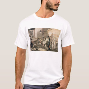 Reisende Musiker, die in einem schlechten Teil der T-Shirt