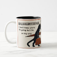 Reisende schwarze Katzen Vintage Postkarten Kaffee