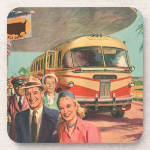 Reisende von früher auf Urlaub am Busbahnhof Getränkeuntersetzer