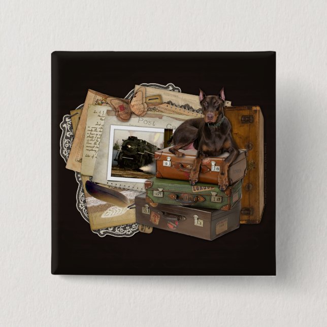 Reisender Dobermann - felsig Button (Vorderseite)