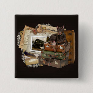 Reisender Dobermann - felsig Button