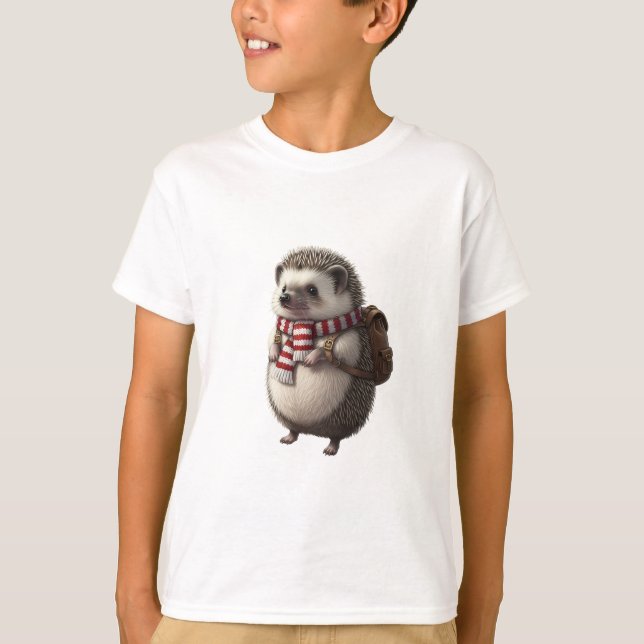 Reisender Igel-Rucksack-Schal Kinder T-Shirt (Vorderseite)