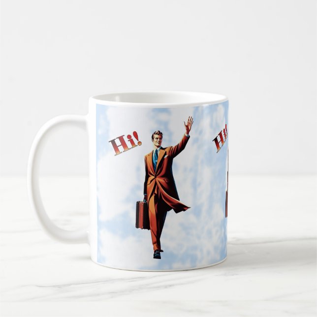 Reisender Mann Kaffeetasse (Links)