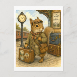 Reisendes Eichhörnchen Illustration Postkarte