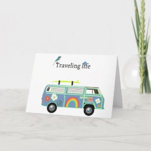 Reisendes Leben Retro Camper Van Glückliche Reise Karte